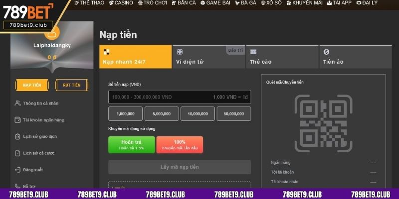 Quy trình rút tiền 789BET thực hiện trong tích tắc